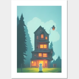 Little ghost's haunted house Posters and Art